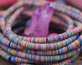 8mm Multi Pastel Pink Party African Vinyl Record Beads, Heishi, Multi-Colored Neon Festival Fashion Trend, Summer Jewelry Making Supply