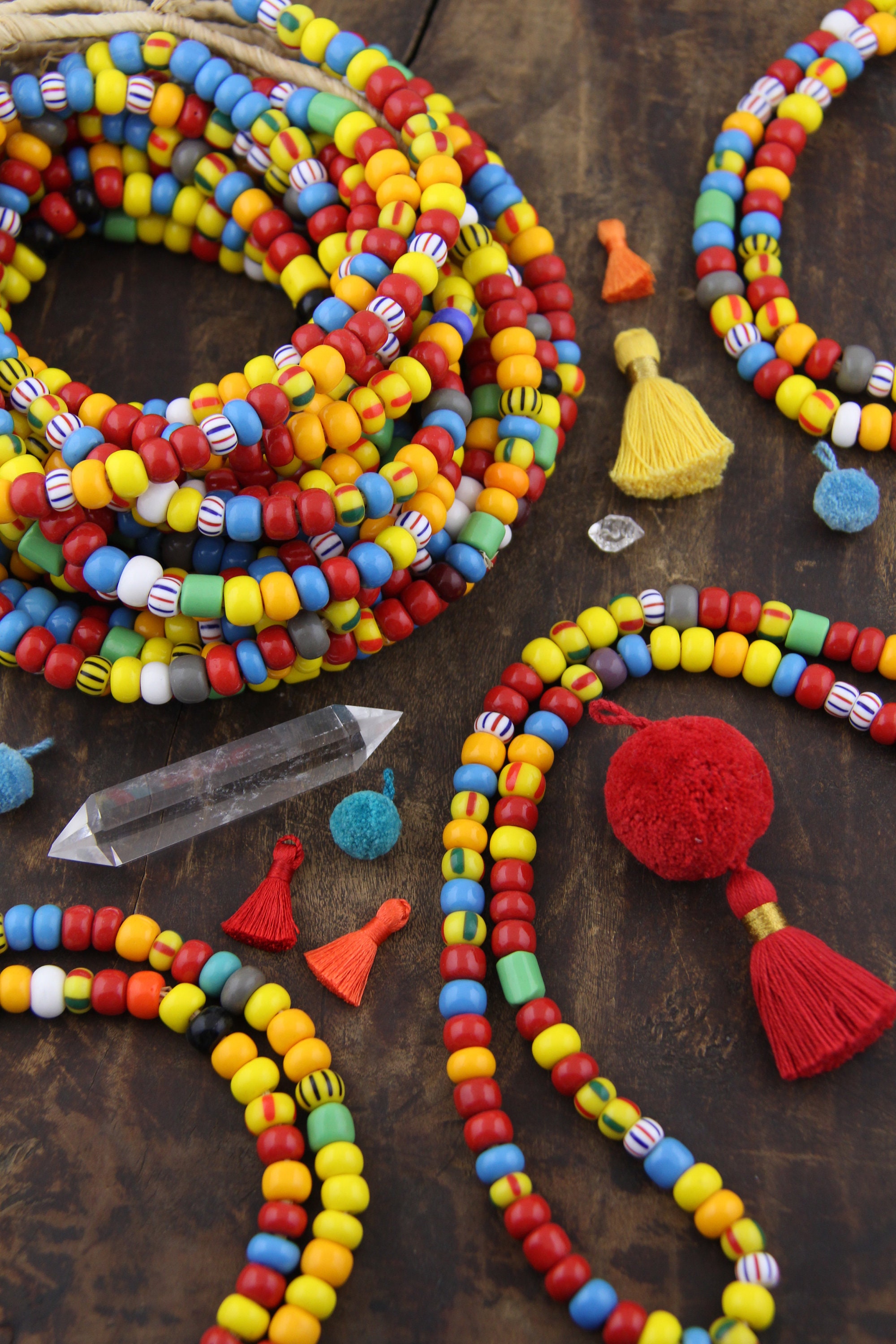 Ghana Glass : Bright Multi Color Solid & Striped Beads | Etsy
