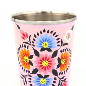 Vaso pequeño de acero inoxidable colorido, pintado a mano, de Cachemira. Regalo de inauguración de la casa, artículos para beber. imagen 11