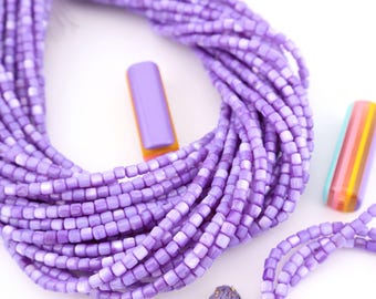 4mm Purple Mother of Pearl Shell Tube Beads, 15.5" Strand