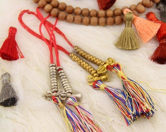 Count Your Mantras: Rainbow Tasseled Mala Counters, Prayer Beads, Supplies, Nepal, Tassel, Buddhism, Yoga, Dorje, Bell, 2 pcs