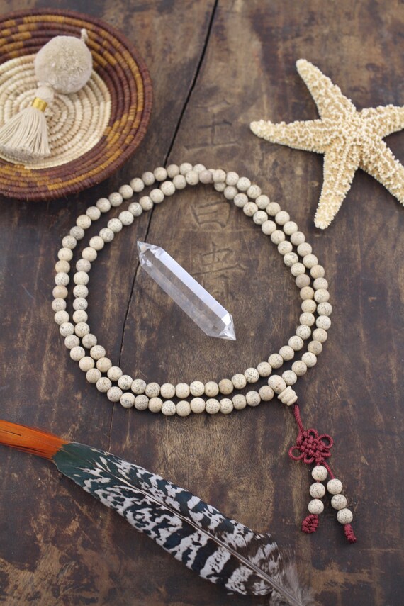 Buddhistische Mala ❤️ Halskette Armband 108 Perlen Sandelholz Buddha Lotus 