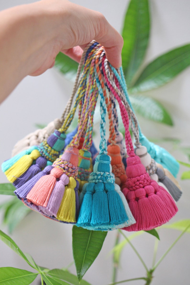 Temple Belle Home Decor Tassels, Ready to Ship Little Luxuries for Women, Purse Charm, Bag Swag, Artisan Made Fancy Bohemian Tassel, 7 image 3