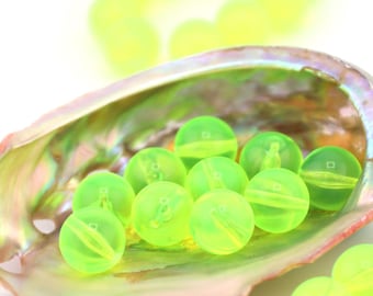 Neon Yellow German Resin Round Beads, 12mm, 10 Beads, Focal Beads, DIY Crafts, Macrame, Beaded Jewelry Making