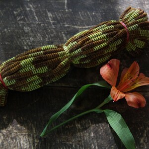 Ombre Olive & Brown Webbed Nylon Cording, Sari Border, Striped Ribbon, 4mm Trim, 16 yard spool, DIY Crafts, Jewelry Making, Sewing Supplies