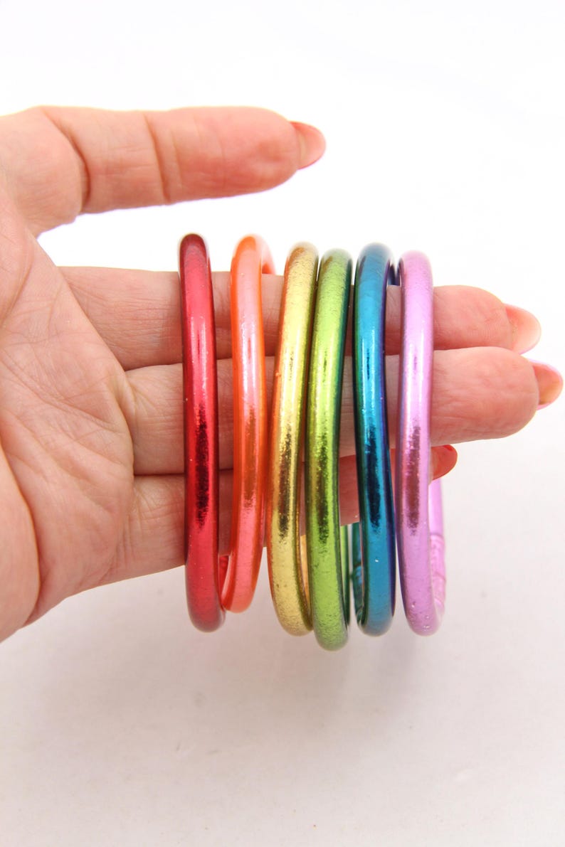 アームパーティースタック：タイの寺院のブレスレット、お守りの寺院のラッシュ、金箔のバングルセット Retro Rainbow Stack
