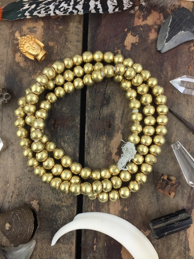 32 strand Jewelry Making Supplies Silver Boho Necklace Gold Round Brass Seam Beads African Metal Spacer Beads 8mm Non-Tarnish Metal