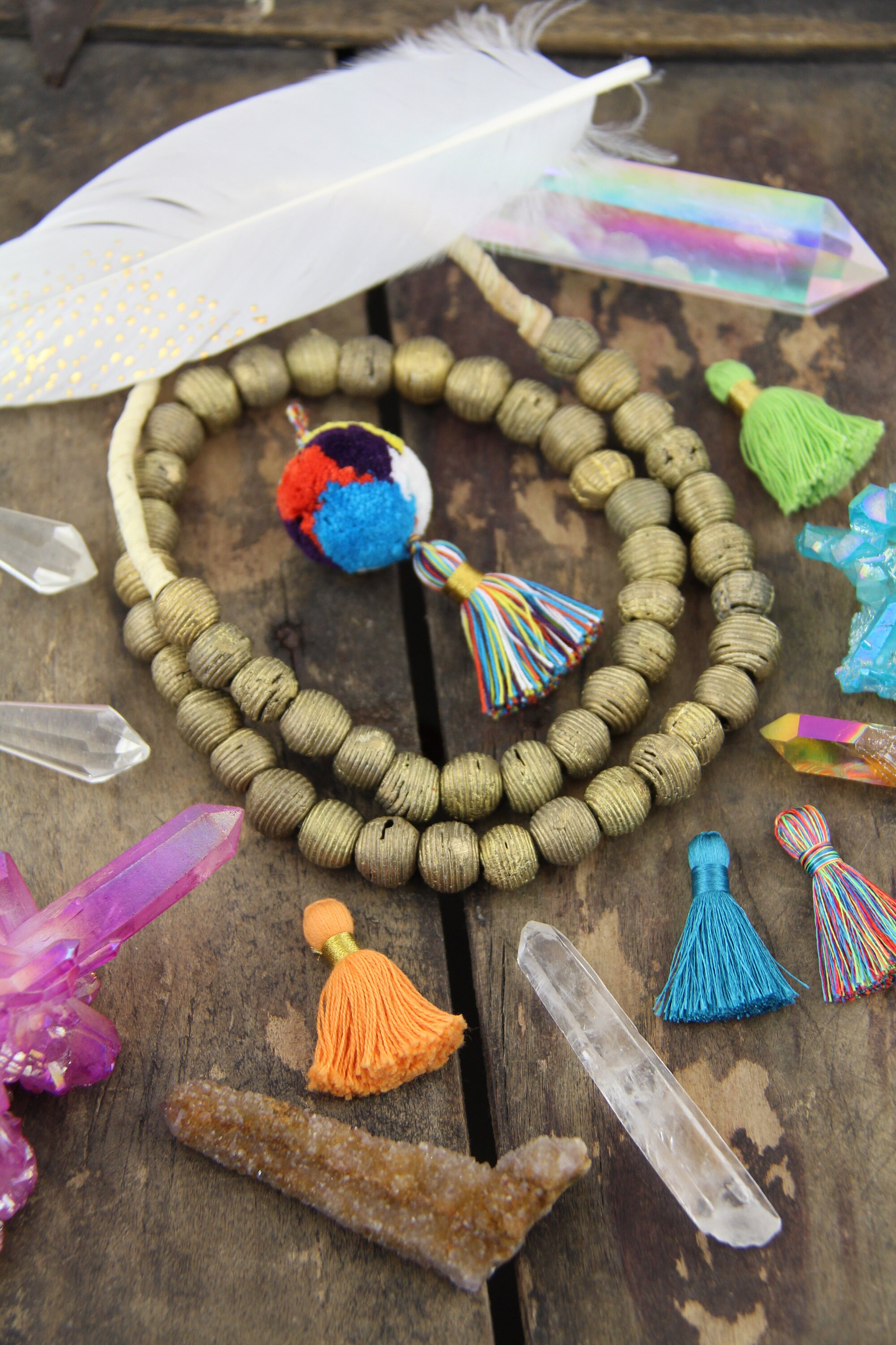 Golden Ridges: Grooved Round Brass Beads, 13x11mm, Authentic Tribal ...