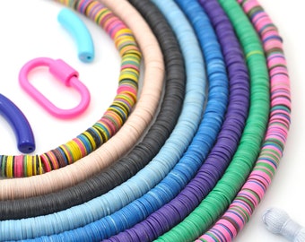 8mm African Vinyl Record Beads, Colorful Heishi Thin Disc Spacer Beads