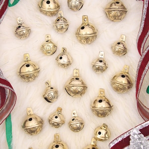 Real Santa&#39;s Sleigh Bell: Modern Christmas Vintage Bell with Clapper, from India, 1&quot;, 1.5&quot;, Round Brass Bell, Jingle Bell, Holiday Decor