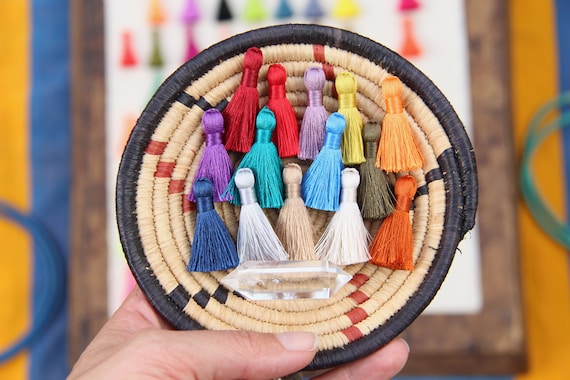 Mini Tassels, One Inch Threaded Silk Tassels with Ring