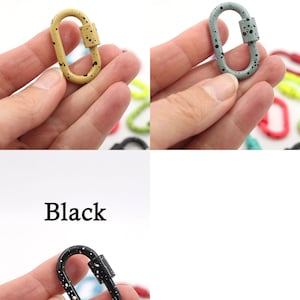 Enamel Carabiner Oval Screw Lock Clasp, Splatter Paint, Bag Charm, 37x22mm, Jewelry Making, DIY Crafts, Keychain image 5