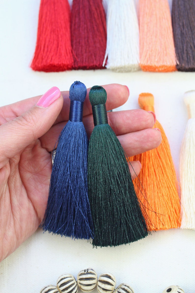 Silky Luxe Jewelry Making Tassels, 3.5" Tassels for Necklaces, Earring Tassels, Handmade Silky Tassel Supplier