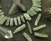 Green Ice: Organic Green Kyanite Beads / 6 Loose Beads, 5x10mm / Wintry Green Natural Gemstone / Shimmering Craft, Jewelry Making Supplies