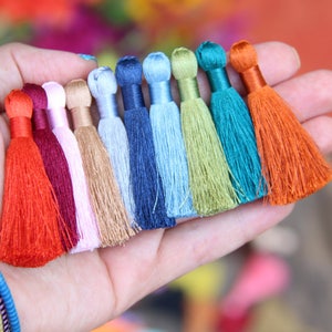 Silky Tassels, 2 Inch Necklace Charms, Handmade Luxury Jewelry Mala Making Tassels, Quality Tassel Supplier, 2, You Choose 3 Colors image 8