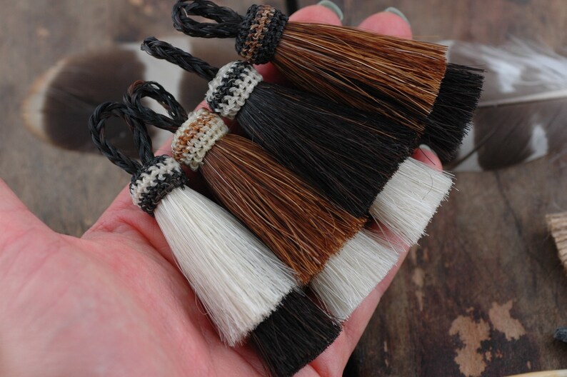 Double Stack Horse Hair Tassels Handmade Natural Colors Etsy