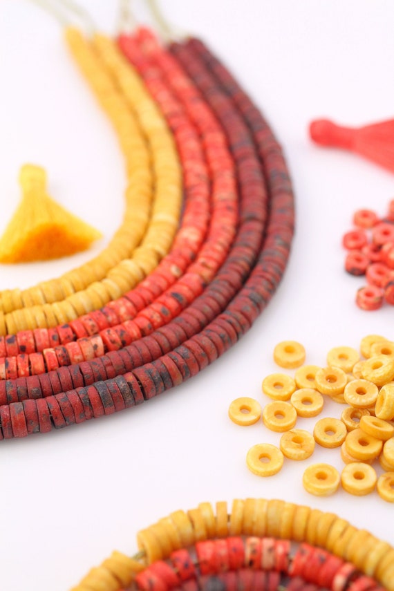 Yellow Clay Beads 4mm 6mm Flat Round Polymer Clay Beads Chip Disk Spacer  Beads for Boho Jewelry Making DIY Handmade Accessories