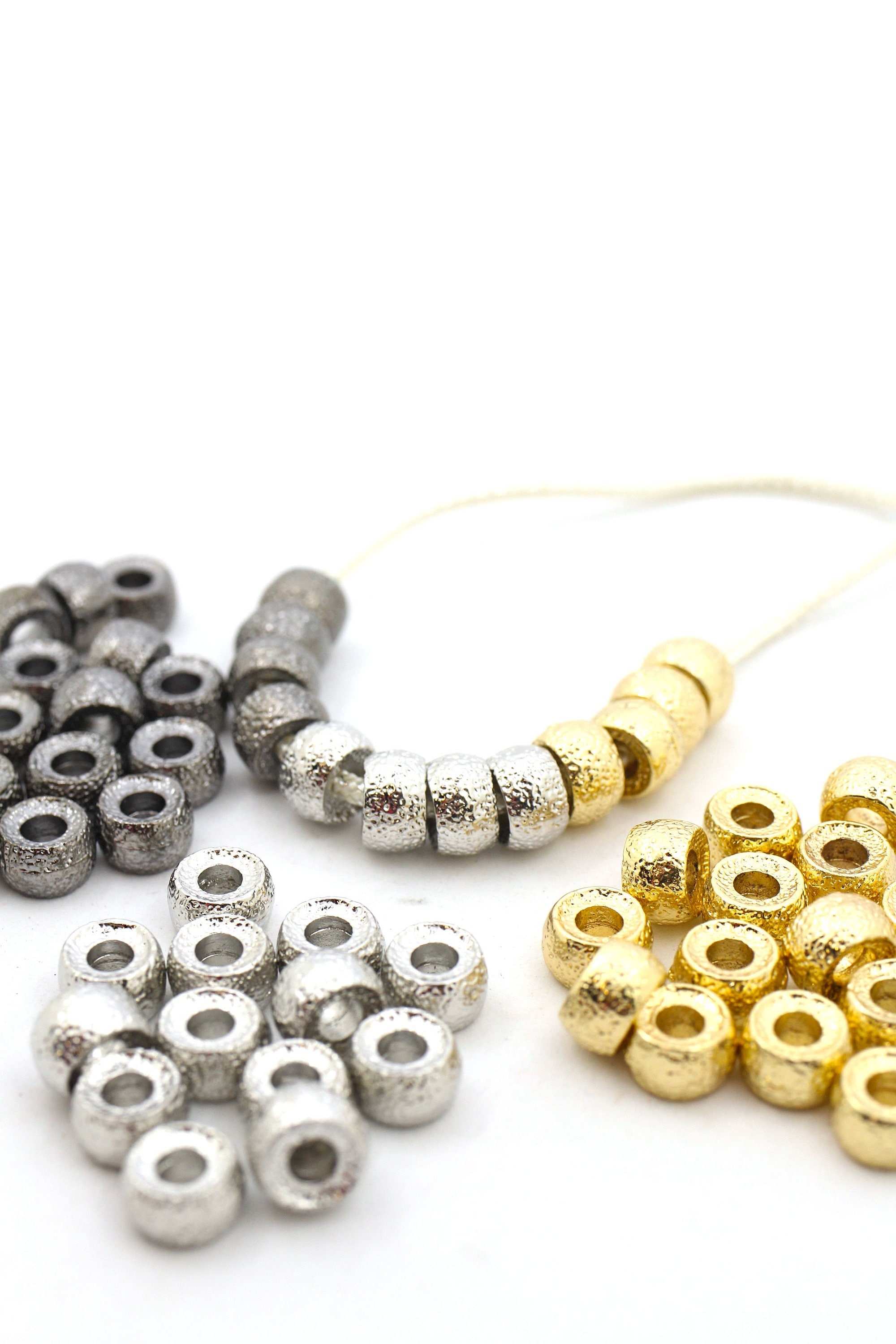 Beads. 9x6 Mm, Metalized Pony Beads. Sold by Lots of 250 Pieces. 