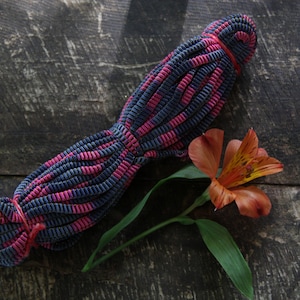 Ombre Pink & Blue Webbed Nylon Cording, Sari Border, Striped Ribbon, 4mm Trim, 16 yard spool, DIY Crafts, Jewelry Making, Sewing Supplies