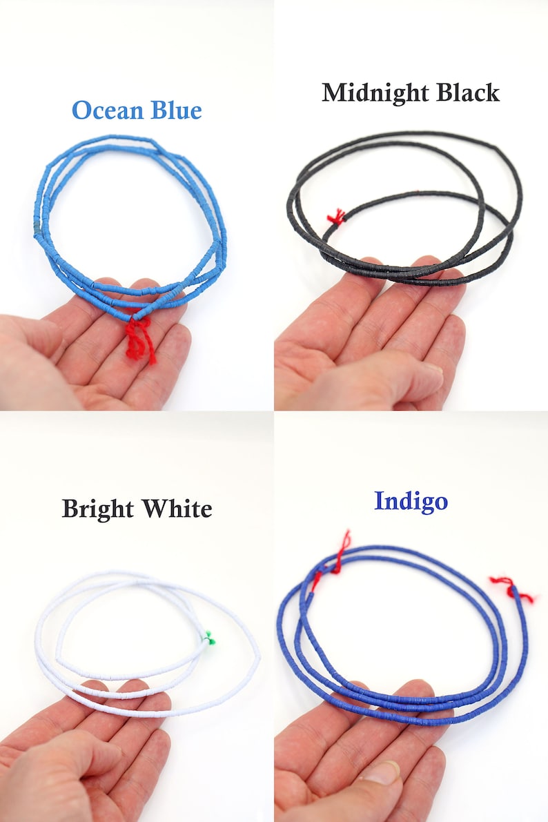3mm Vinyl Record Beads: African Waist Beads, Authentic Ghanaian Heishi Ethnic Handmade Boho Spacers, Outer Banks Style, You Choose Colors bild 4