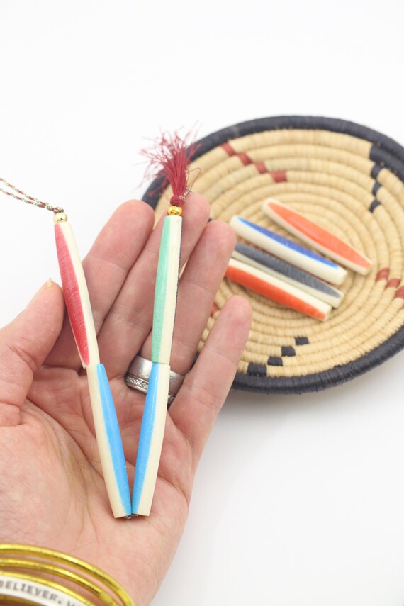 25pc White Horn Bone Hair Pipe Tube Bead Strand Hairpin Jewelry Making Accessory 25pc White Horn Bone Hair Pipe Tube Bead Strand Hairpin Jewelry Making Accessory