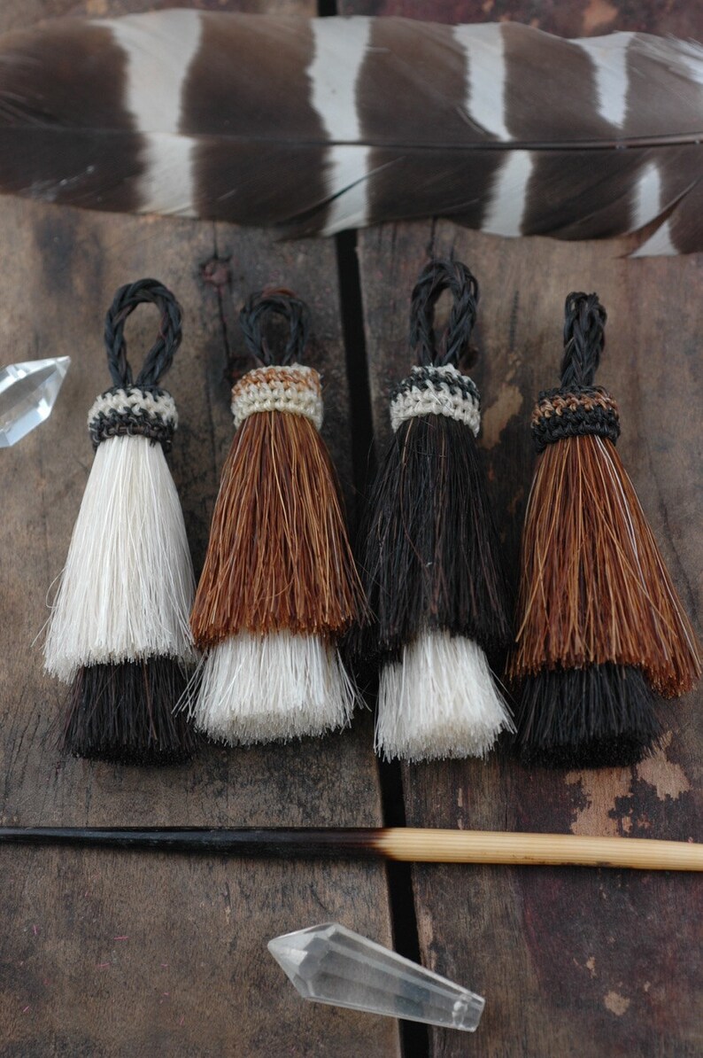 Double Stack Horse Hair Tassels Handmade Natural Colors Etsy