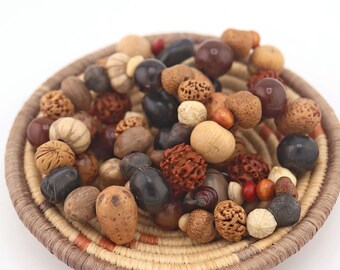 Natural Mixed Nut & Seed Bead Strands, 30" Necklace, Ready to Wear, DIY Beaded Jewelry Making