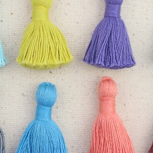 Cotton Tassels, Solid Color Mini Jewelry Making Tassels, Handmade Fringe Charms, 1.25, Jewelry Making Supplies, You Choose 10 Colors image 3