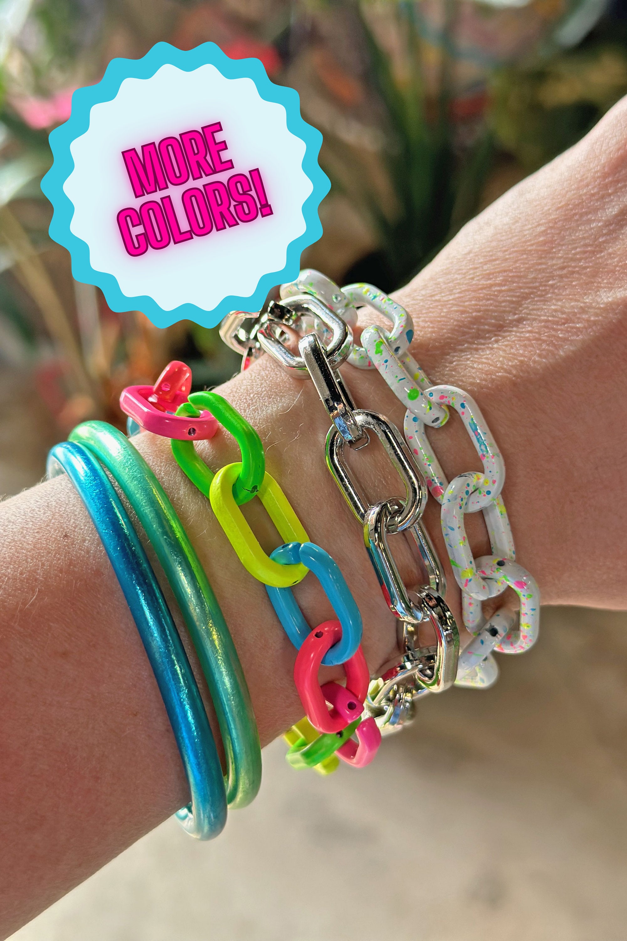 Luxe Link Enamel Chain Bracelet With Carabiner Lock Clasp