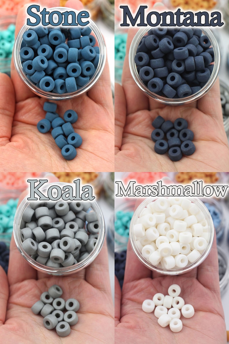 Pearlescent Matte Pony Beads, Czech Glass, 10 pieces, Beaded Jewelry Making, DIY Crafts, Macrame Beads, Large Hole Bead Charms image 7