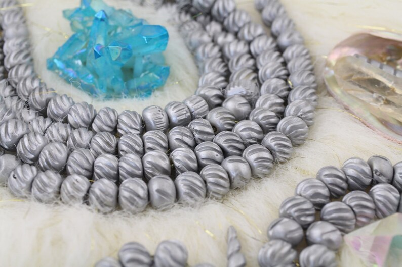 12x9mm Large Hole Bone Beads for Making Bracelet Malas Yoga Jewelry 25+pcs Shimmering Charms Silver Slant : Bone Rondelle Grooved Beads