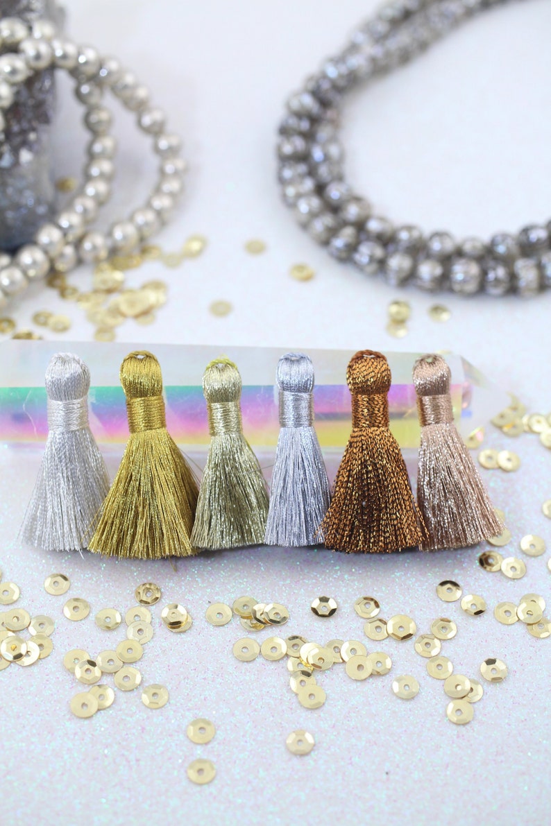 Metallic Tassels Silver Gold Copper Earring Tassels Mini Etsy