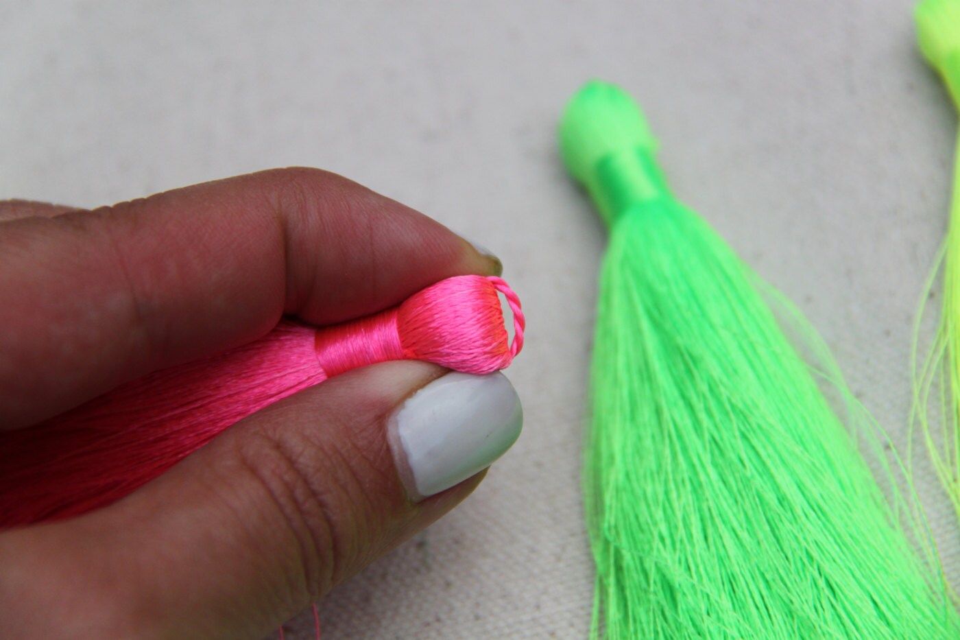 NEON Tassels 3 Fluorescent Silky Handmade Large Tassels Etsy