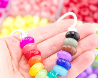 Candy Jade Großloch Perlen, Slider Beads, 15mm, 5mm Loch, Fokal Charm Beads, Regenbogen Armband Beads, Großloch Beads, DIY Schmuck