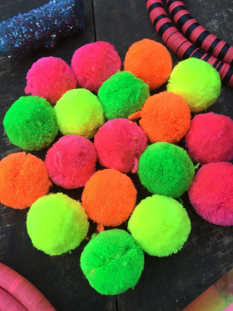 NEON Pom Poms With Loops for Jewelry Making Handmade Pom Pom Etsy
