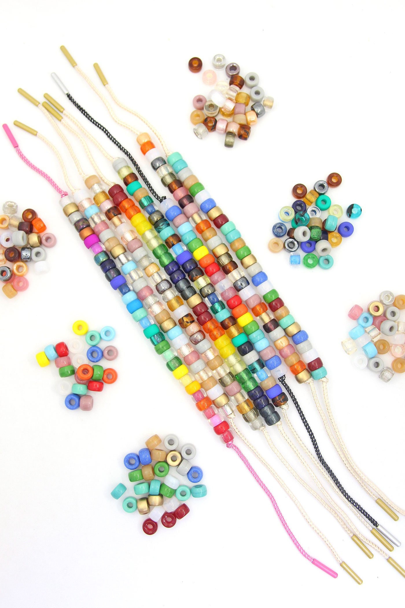 Roller Bead DIY Tie on Bracelet Kit, Large Hole, Rainbow Czech Glass Pony  Beads & Finished Cord, Trendy Summer Jewelry, Quick and Easy Craft -   Israel