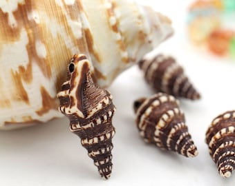 Brown Cerith Seashell: German Resin Charm, 32mm, Focal Bead, 1 Pendant, DIY Jewelry Making, Mermaid Charm, Neutral Shell, Waterproof