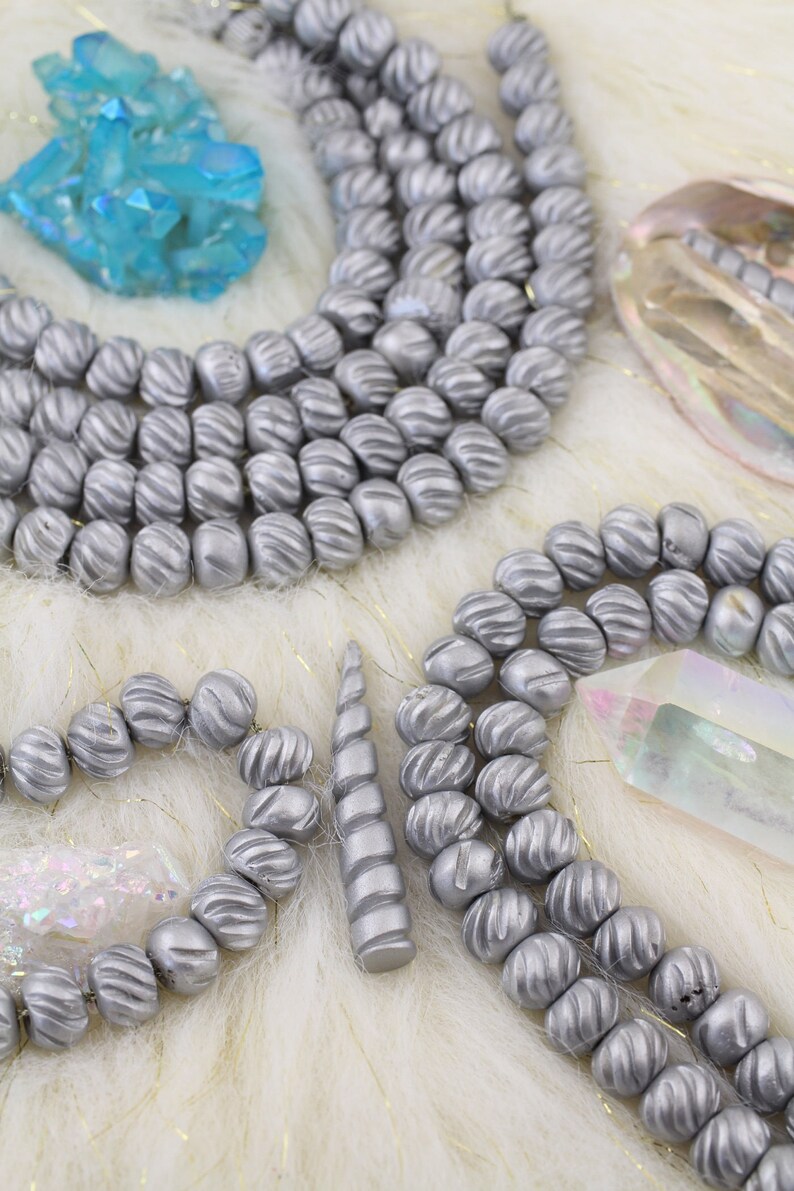 12x9mm Large Hole Bone Beads for Making Bracelet Malas Yoga Jewelry 25+pcs Shimmering Charms Silver Slant : Bone Rondelle Grooved Beads