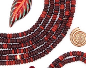 6x3mm Burgundy, Red Bone Heishi Spacer Beads, DIY Crafts, Macrame, Beaded Jewelry Making