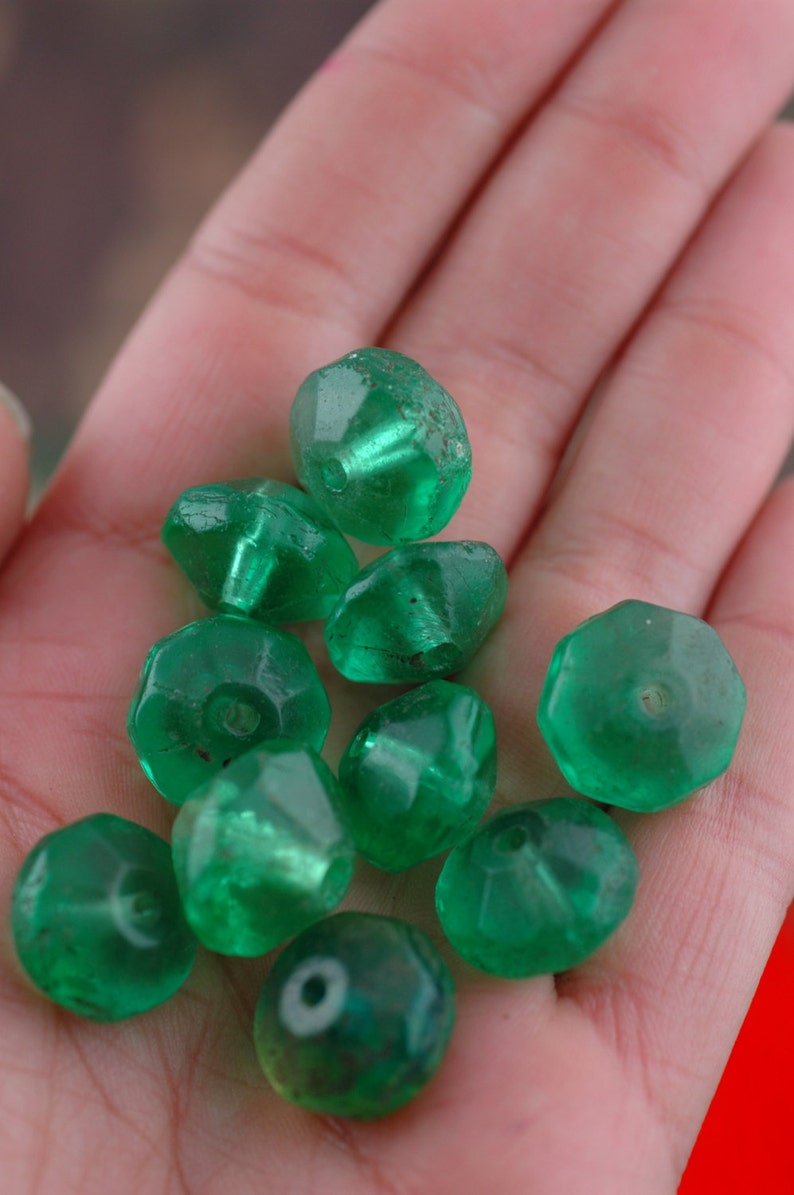 Antique Green Uranium Vaseline Glass Beads African Trade ...