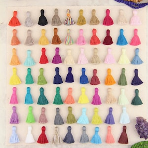 Cotton Tassels, Solid Color Mini Jewelry Making Tassels, Handmade Fringe Charms, 1.25, Jewelry Making Supplies, You Choose 10 Colors image 7