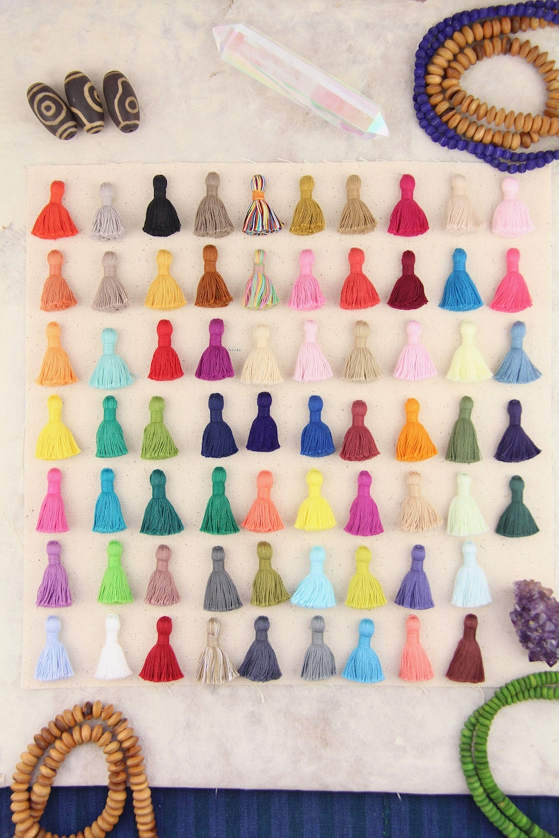 Cotton Tassels, Solid Color Mini Jewelry Making Tassels, Handmade Fringe Charms, 1.25, Jewelry Making Supplies, You Choose 10 Colors image 7