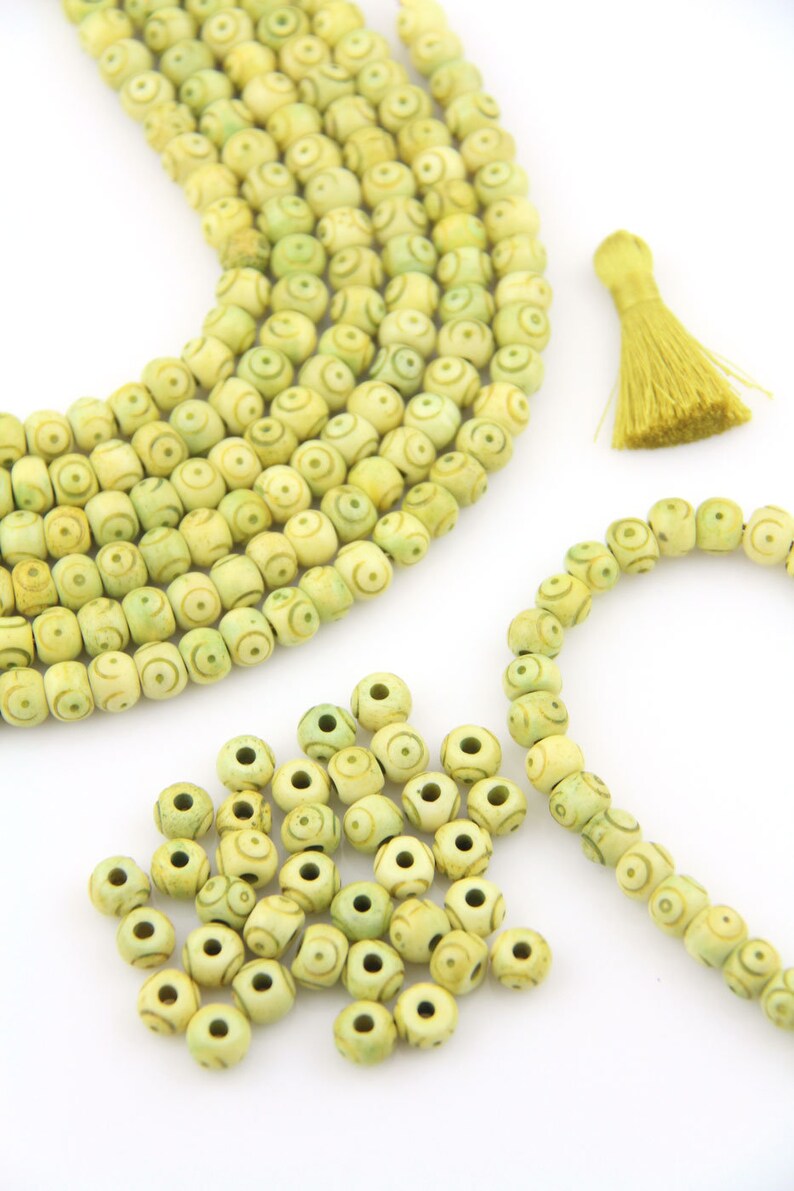 Target Bone Beads Large Hole Yellow Green Rondelle 8x6mm Etsy
