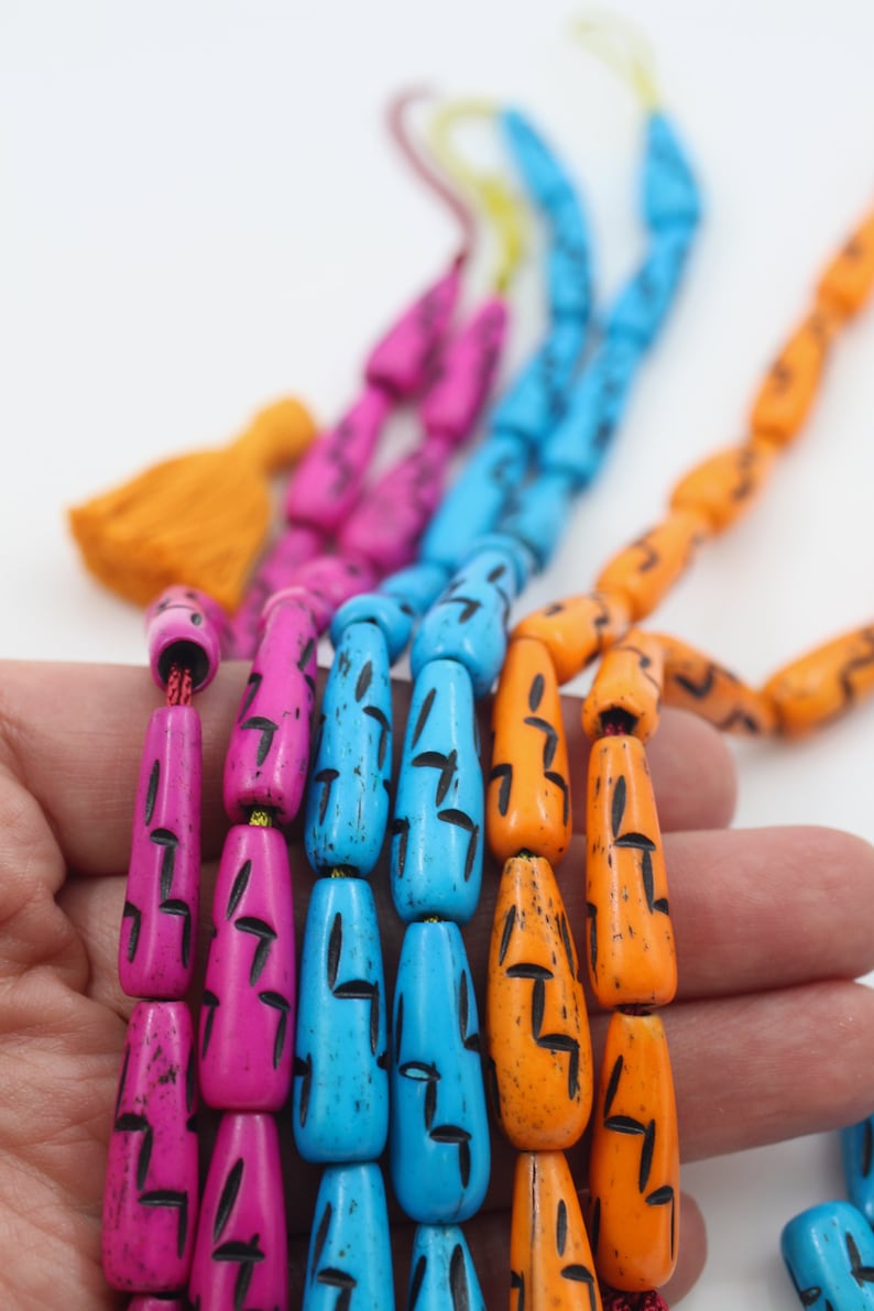 Carved Lightning Bolt Tribal Bone Beads Handcarved Large Etsy