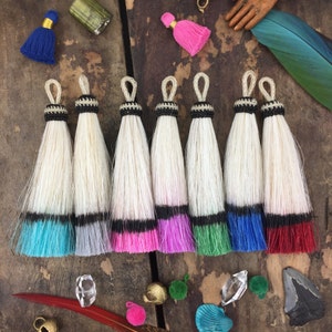 Horse Hair Tassels, 4.5&quot; Dip Dye Fringe, Ombre Pendant, DIY Crafts, Keychain, Bag Charm,  Jewelry Making, Home Decor, 1 Tassel