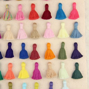 Cotton Tassels, Solid Color Mini Jewelry Making Tassels, Handmade Fringe Charms, 1.25, Jewelry Making Supplies, You Choose 10 Colors image 4