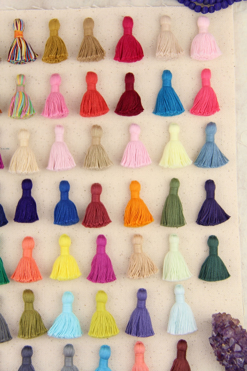 Cotton Tassels, Solid Color Mini Jewelry Making Tassels, Handmade Fringe Charms, 1.25, Jewelry Making Supplies, You Choose 10 Colors image 4