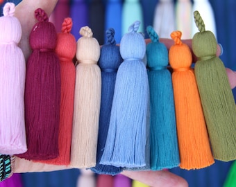 Tassel Luxe Cotton Tassels, 3.75", Handmade Mala Tassels, Jewelry Making Supplies, Tassel Supplier, 3+ Pieces, You Choose Colors