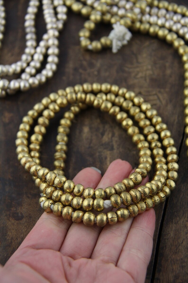 32 strand Jewelry Making Supplies Silver Boho Necklace Gold Round Brass Seam Beads African Metal Spacer Beads 8mm Non-Tarnish Metal