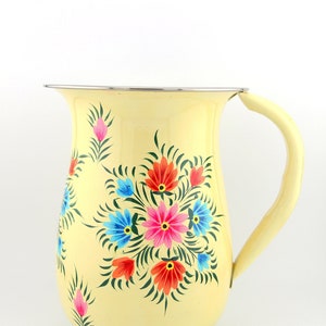 Floral Handpainted Stainless Steel Water Pitcher, Vase, from Kashmir, Serving Ware, Hostess Gift, Coquette Style image 2